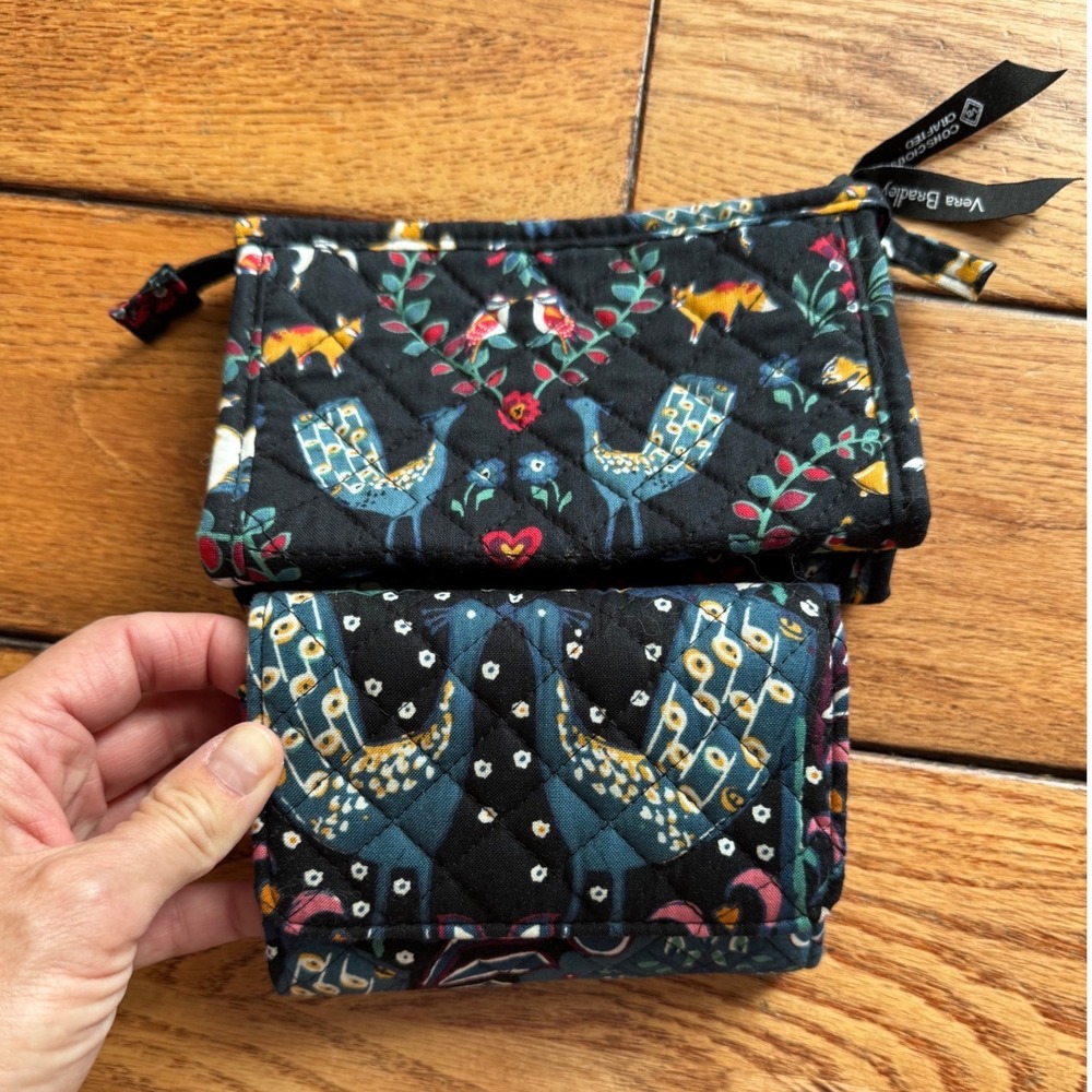 Vera Bradley Wallet & Pouch Set Women OS Black Enchanted Forest Quilted Cotton - Picture 2 of 7
